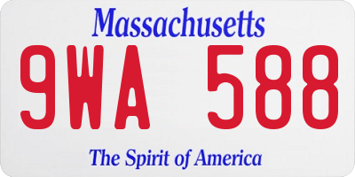 MA license plate 9WA588