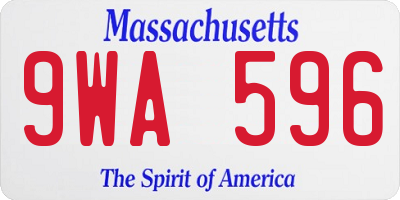 MA license plate 9WA596