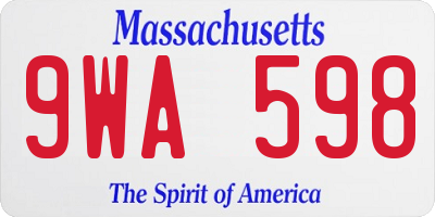 MA license plate 9WA598