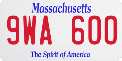 MA license plate 9WA600