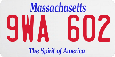 MA license plate 9WA602