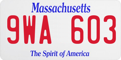 MA license plate 9WA603