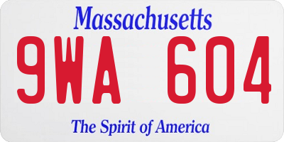 MA license plate 9WA604