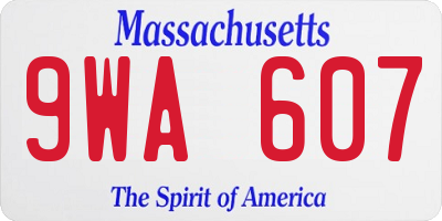 MA license plate 9WA607