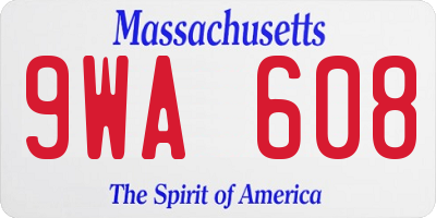 MA license plate 9WA608