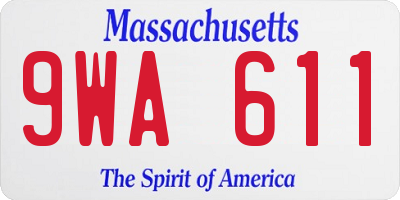 MA license plate 9WA611