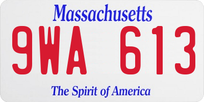 MA license plate 9WA613
