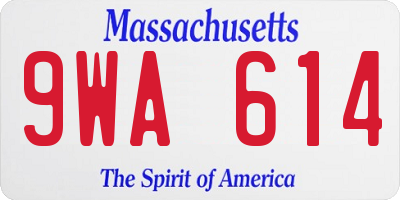 MA license plate 9WA614