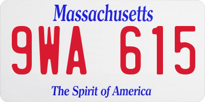 MA license plate 9WA615