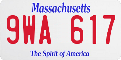 MA license plate 9WA617