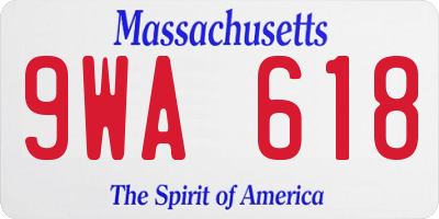 MA license plate 9WA618