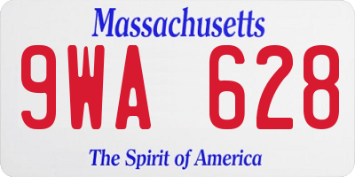 MA license plate 9WA628