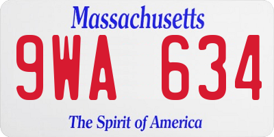 MA license plate 9WA634