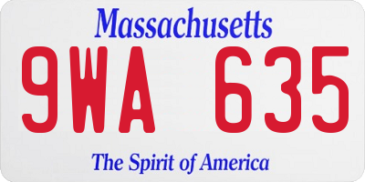 MA license plate 9WA635