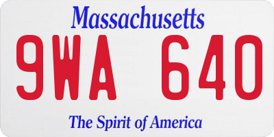 MA license plate 9WA640
