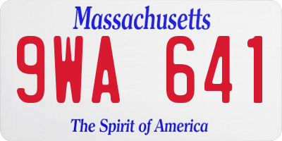 MA license plate 9WA641
