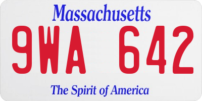 MA license plate 9WA642