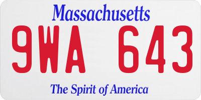 MA license plate 9WA643