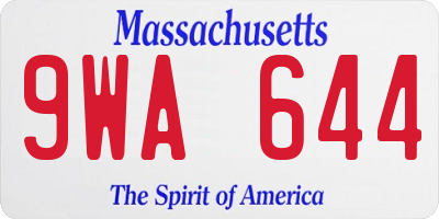 MA license plate 9WA644