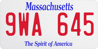 MA license plate 9WA645