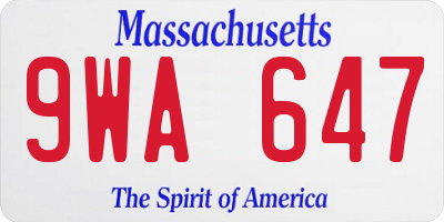 MA license plate 9WA647