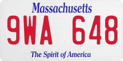 MA license plate 9WA648