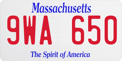 MA license plate 9WA650