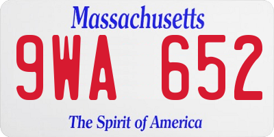 MA license plate 9WA652
