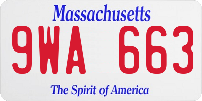 MA license plate 9WA663
