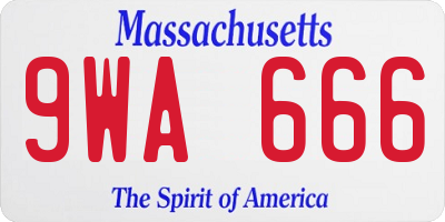 MA license plate 9WA666
