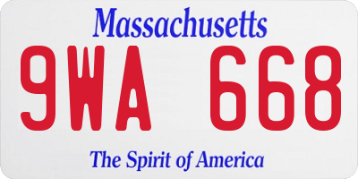 MA license plate 9WA668
