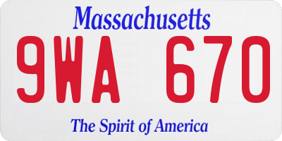 MA license plate 9WA670