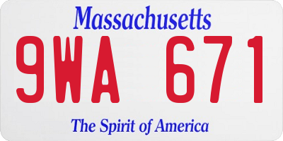 MA license plate 9WA671