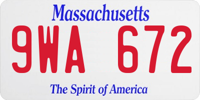 MA license plate 9WA672