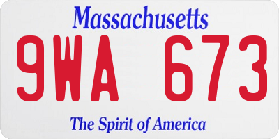 MA license plate 9WA673