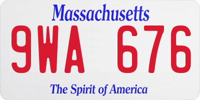 MA license plate 9WA676