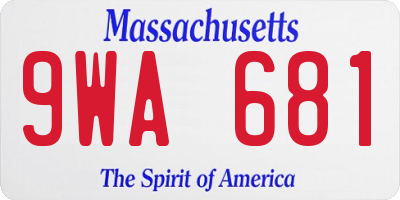 MA license plate 9WA681