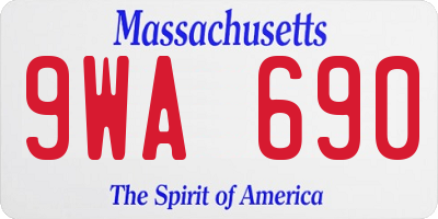 MA license plate 9WA690