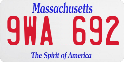 MA license plate 9WA692