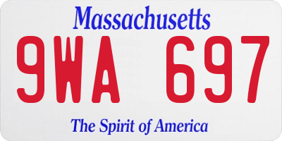 MA license plate 9WA697