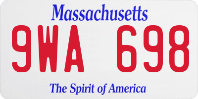 MA license plate 9WA698