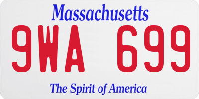 MA license plate 9WA699