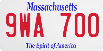 MA license plate 9WA700