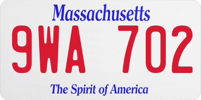 MA license plate 9WA702