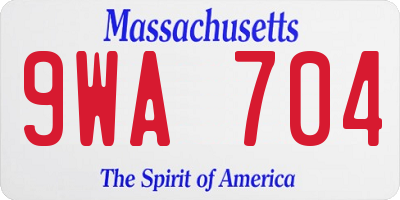 MA license plate 9WA704