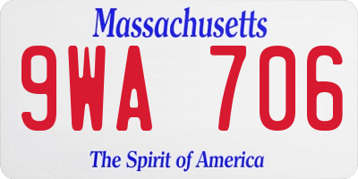 MA license plate 9WA706