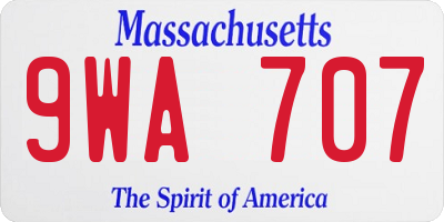MA license plate 9WA707