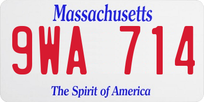 MA license plate 9WA714