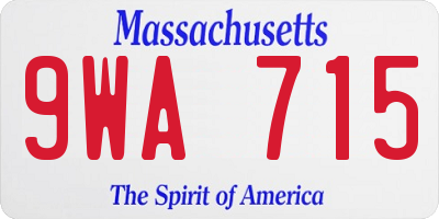 MA license plate 9WA715