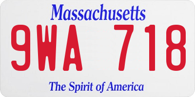 MA license plate 9WA718